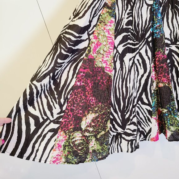 Susan Graver Zebra Print Long Skirt Elastic Waist Womens Extra Small - Picture 2 of 8